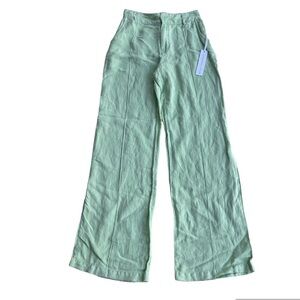 NEW Young Fabulous & Broke Pastel Green Linen Blend Wide Leg Pants US XS